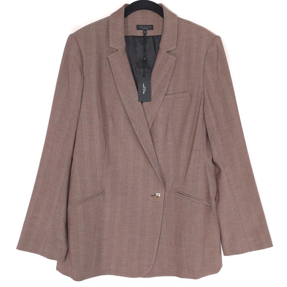 RAG & BONE NEW YORK Women's New JADE Blazer 10 Expresso Herringbone Jacket RA222